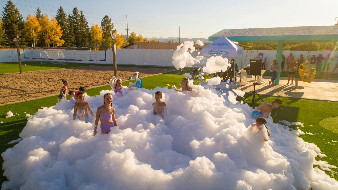 Aerial view of a foam party